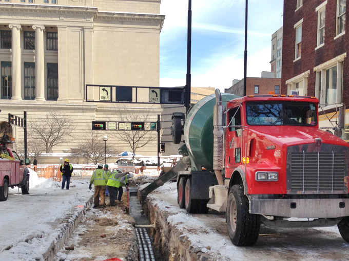 Conduit encasement in concrete