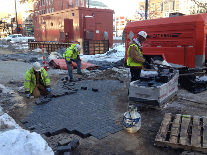 Paver installation on Court Street