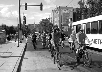 A group of bicyclists