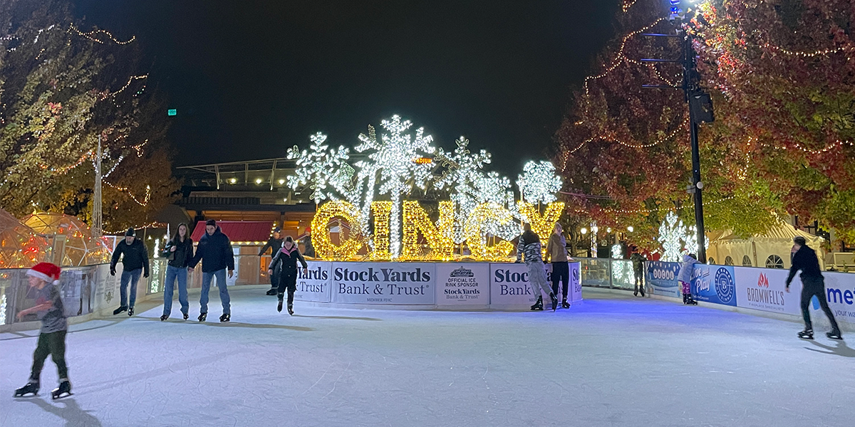 Ice skating at Schmidlapp Event Lawn in Smale Riverfront Park