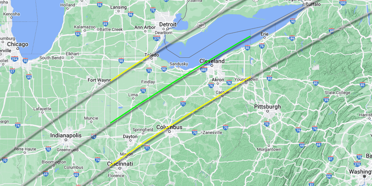 solar eclipse path across Ohio