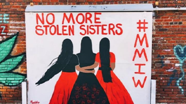 'No More Stolen Sisters' - Red Dress Display at LaBoiteaux Woods