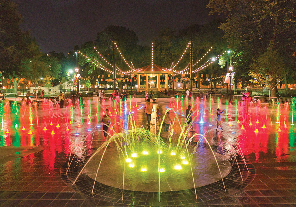 Washington Park Fountain At Night