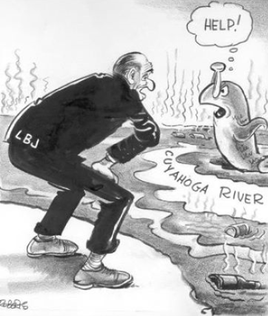 Bill Roberts illustrated his famous cartoon because the Cuyahoga River caught on fire 