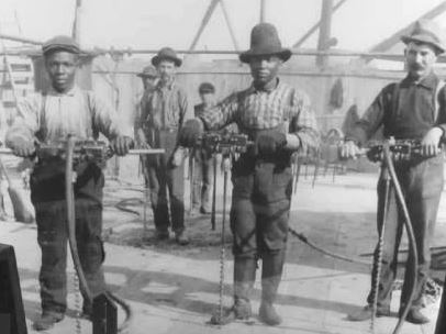 Closeup image of workers at New Water Works Treatment Plant